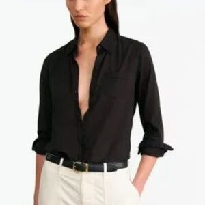 NAUTICA Women's Shirt Black Button Down Slim Fit Sz Small wrinkle resistant